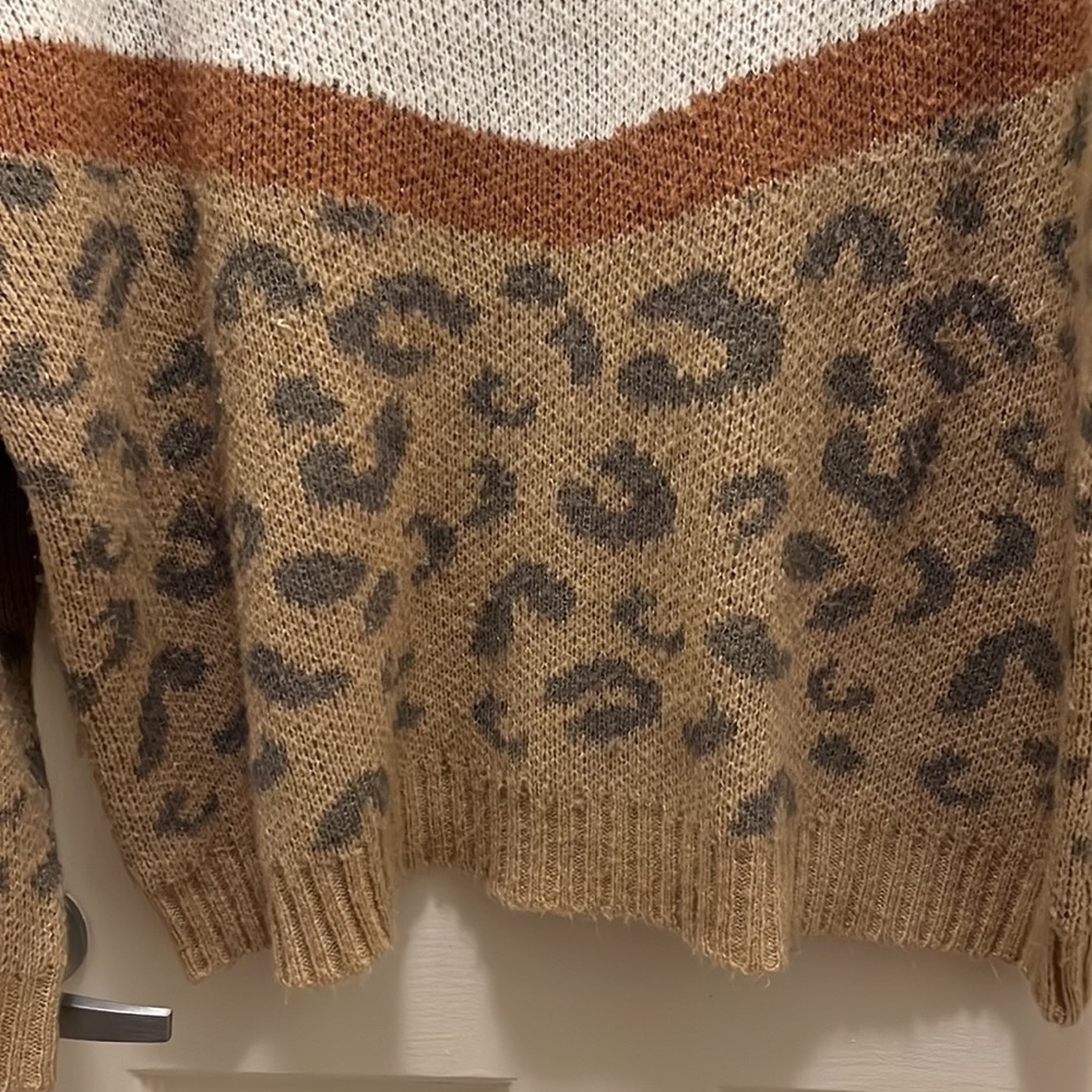 Pink Lily color block animal print sweater. Size M. Slightly oversized. - Picture 3 of 8